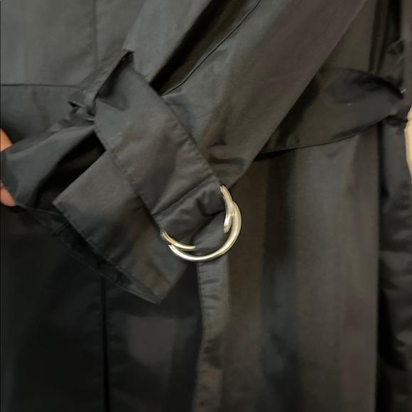 Shiny Black Belted Trench Rain Coat Vintage 90’s Crest Hollow women’s size 11 - Picture 5 of 9
